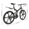 Wuzstar 26" Foldable Mountain Bike, 21 Speed seat height Adjustable Unisex Mountain Bike Black