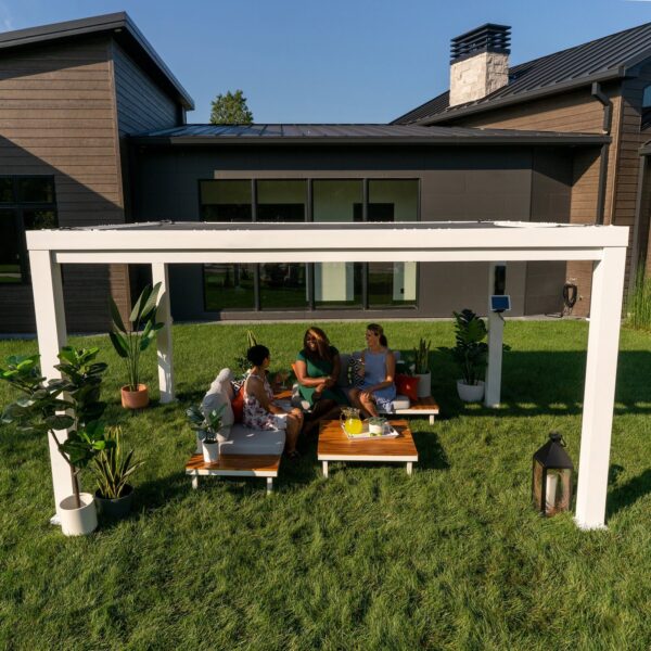 14x10 Windham Modern Steel Pergola With Sail Shade Soft Canopy