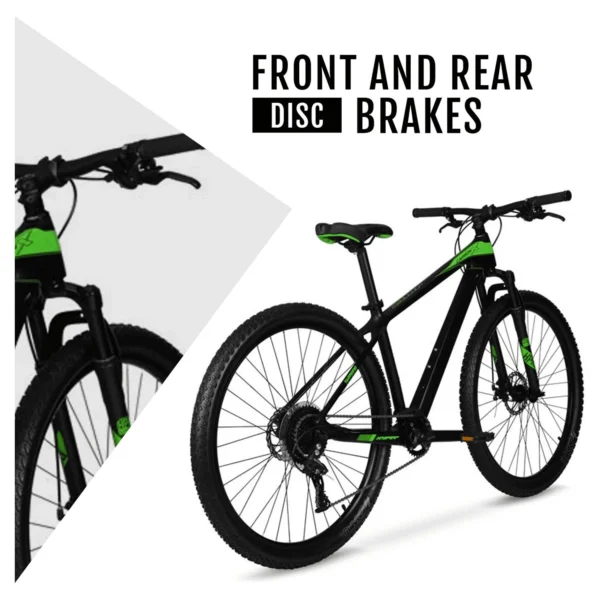 29" Hyper Carbon Fiber Mountain Bike, Black/Green, Adults Age 13+