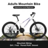 Raistyw 26" Mountain Bike for Women, Shimano 21 Speeds Mountain Bicycles for Women with Dual Disc Brakes and 100mm Front Suspension, White