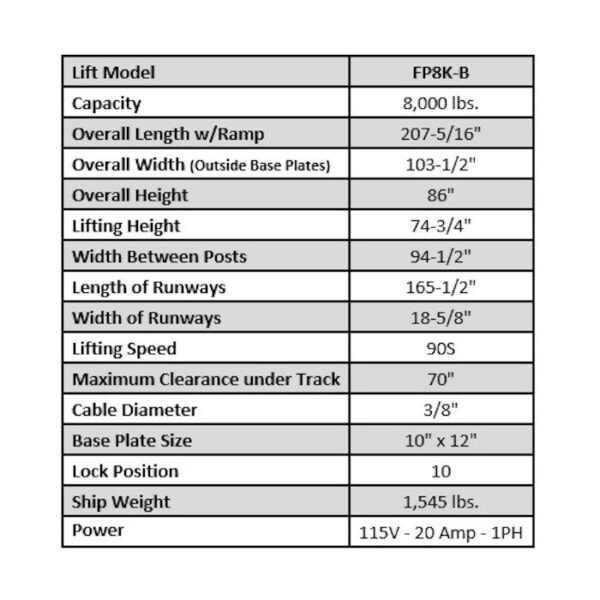 Platinum Four Post Basic Car Lift