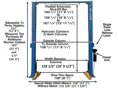 Atlas 15,000 lb Overhead 2-Post Lift