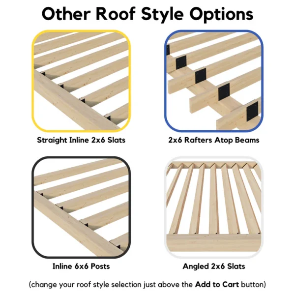 10' x 6' Pergola Attached to House with Roof (5 Options) - Kit for 6x6 Wood