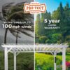 14x12 Hawthorne Traditional Steel Pergola With Sail Shade Soft Canopy