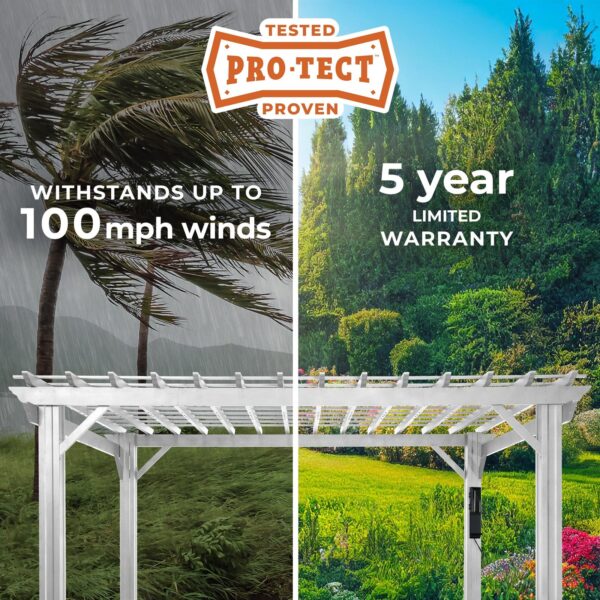 14x12 Hawthorne Traditional Steel Pergola With Sail Shade Soft Canopy