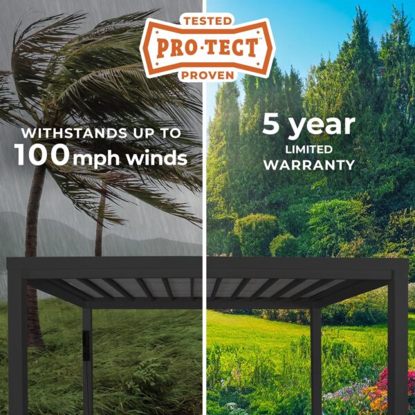 16x12 Trenton Modern Steel Pergola With Sail Shade Soft Canopy