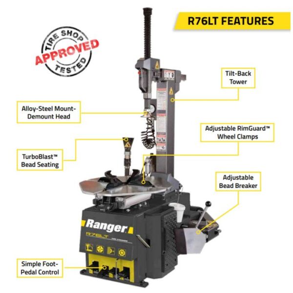 Ranger R76LT Tilt-Back Tire Changer 30" Capacity