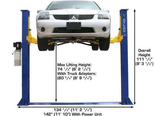 Atlas 9,000 lbs 2 Post Baseplate Lift