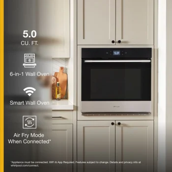 Whirlpool 30 Inch Single Electric Smart Wall Oven with 5.0 cu. ft.